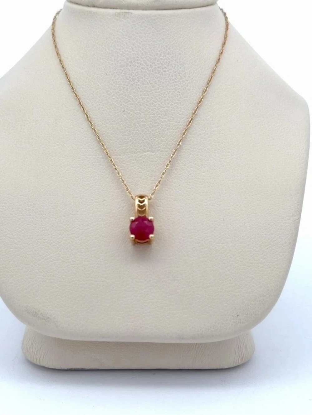 14k Yellow Gold Ruby Pendant and Chain